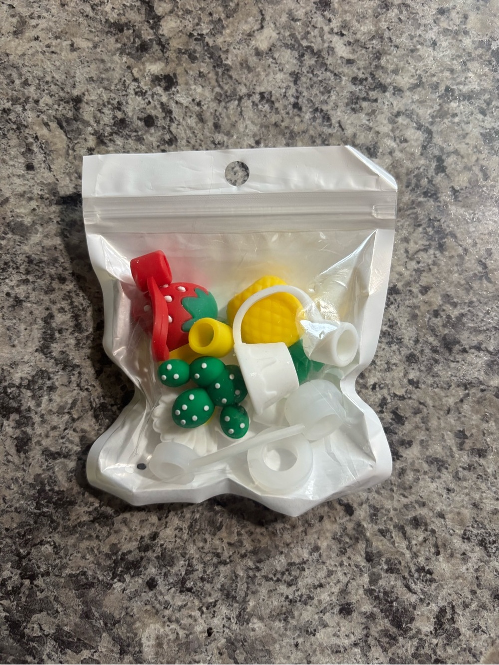 Fruit & Flower Silicone Straw Cap Set - Multicolor